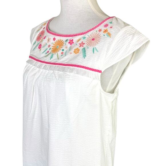 Southern Tide NWOT Sadie White Seersucker Flower Embroidered Summer Shift Dress - Picture 8 of 13